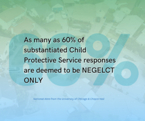 As many as 60% of substantiated Child Protective Service responses are deemed to be NEGELCT ONLY